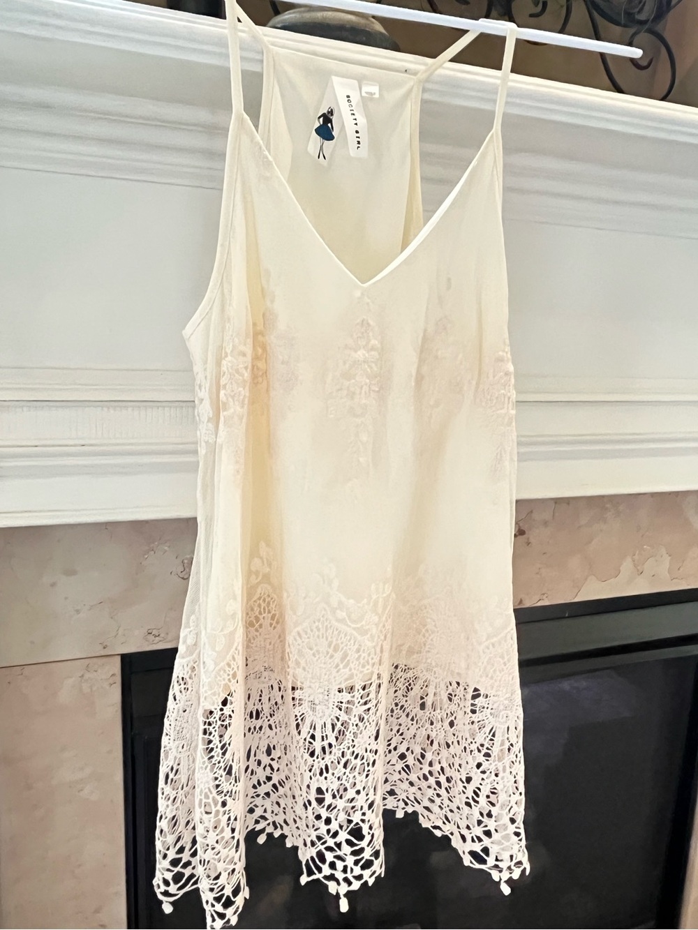 SOCIETY GIRL Cream Lace-Trim top